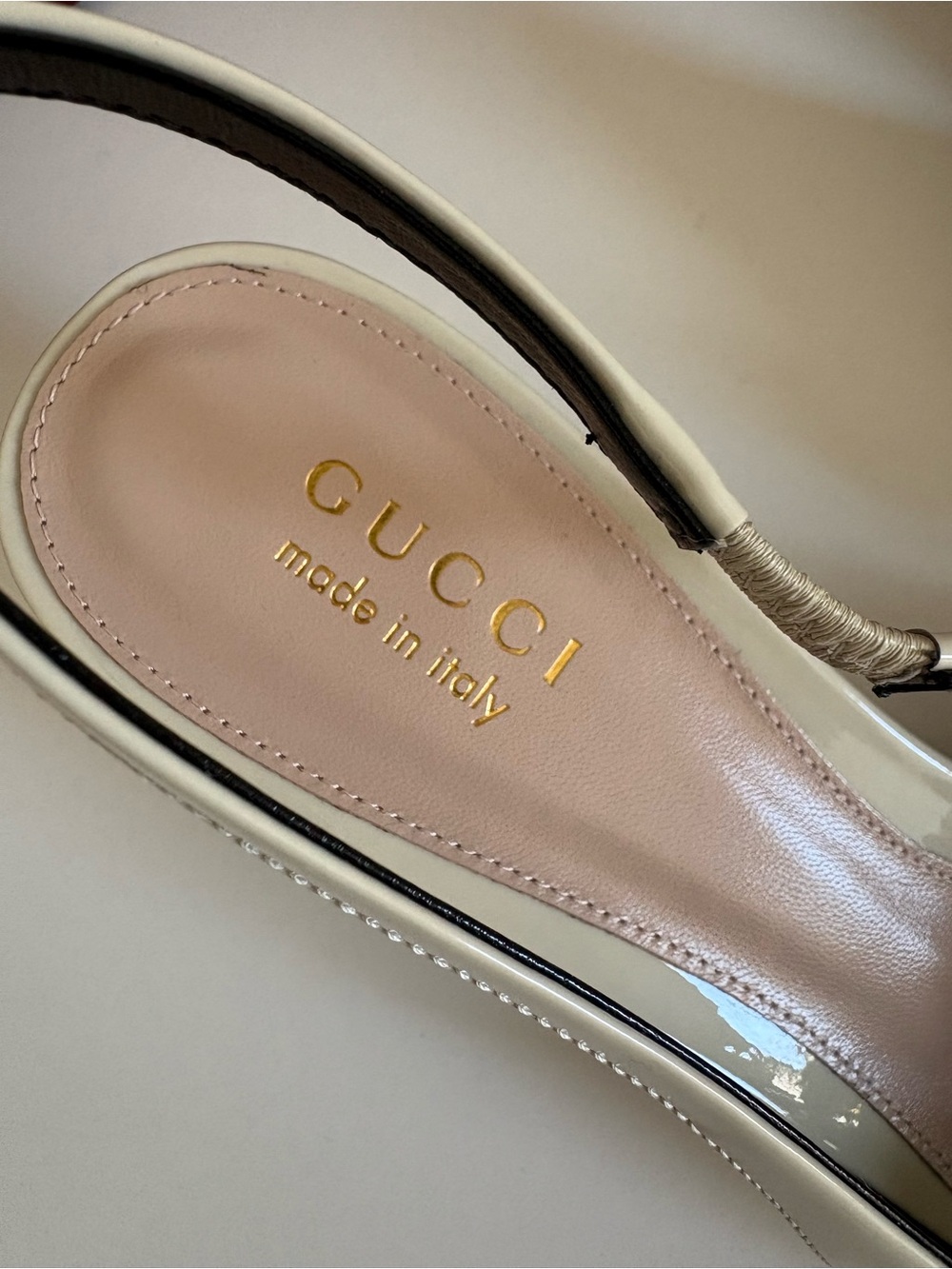 GUCCI Marina Slingback Pumps Ivory Patent Leather NEW Size 40 / US 10 - Picture 5 of 13